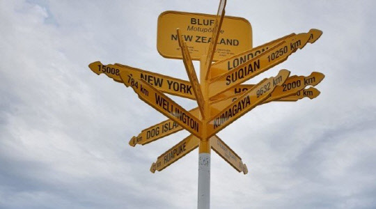 뉴질랜드 블러프 이정표. [출처=블로그]